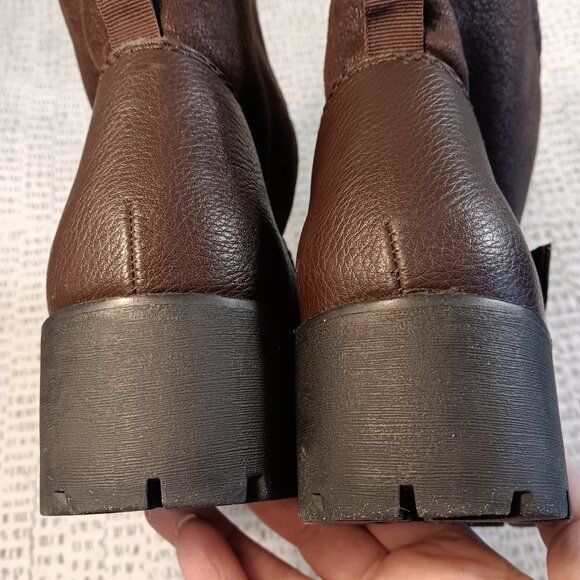 Aldo women's “Legisa” Buckle Motorcycle Fleece Chunky Mid-Calf Boots sz 10 - Picture 9 of 14